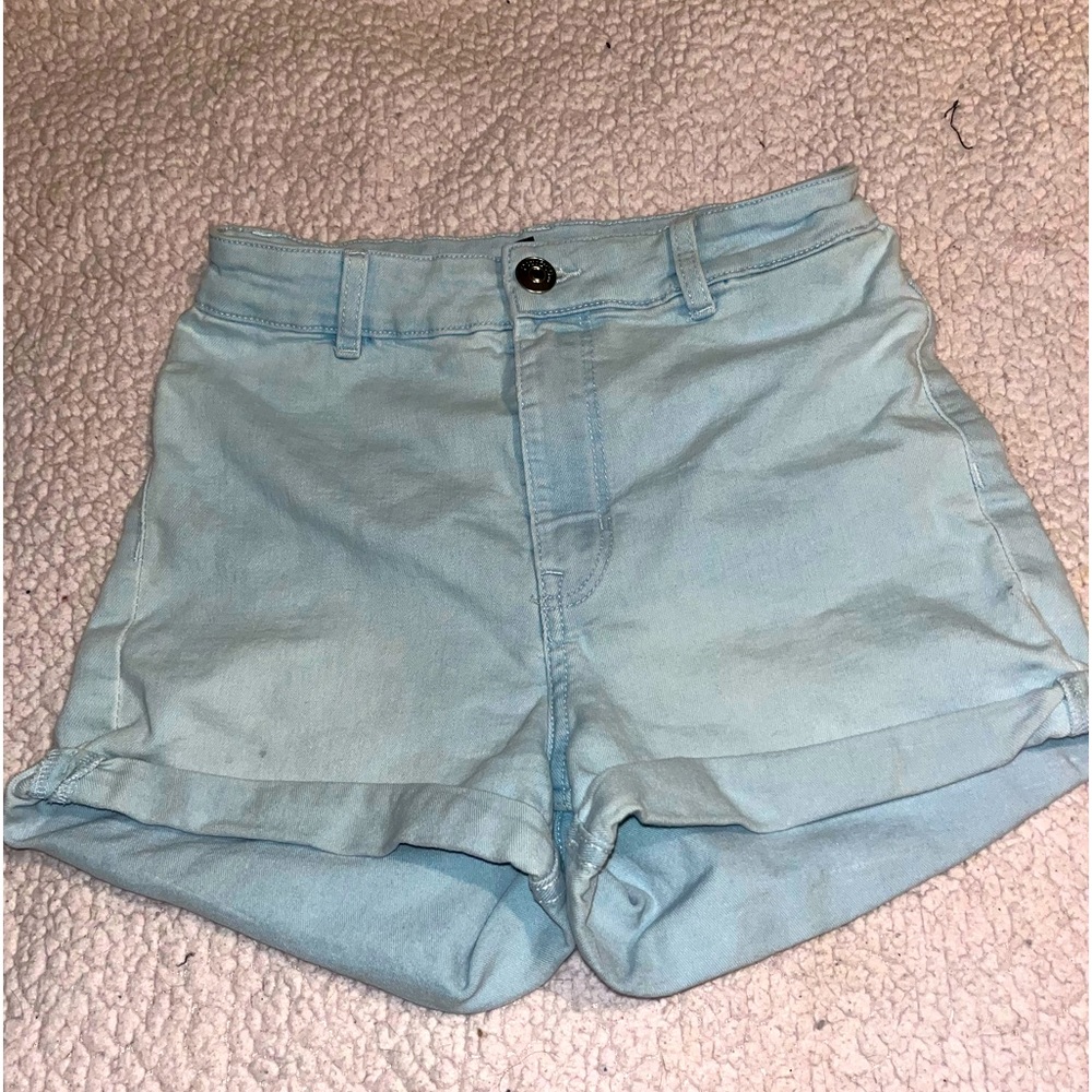 light blue shorts